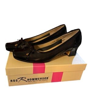 ROS HOMMERSON Early 90’s Black Lumina Leather/Patent Spectator Heels Sz 10 N